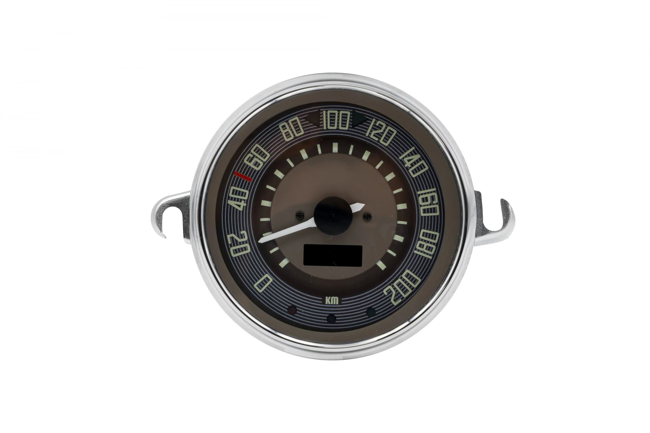 115mm 0-200KMH Brown Dial and Chrome Bezel Speedometer for Type 2