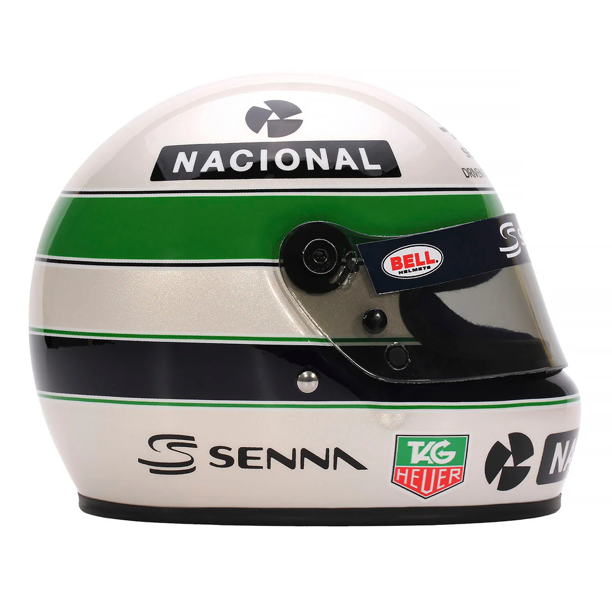 Bell Ayrton Senna 30 Year Legacy 1:2 Scale F1 Mini Helmet | Yellow & Pearl Liveries - Image 4