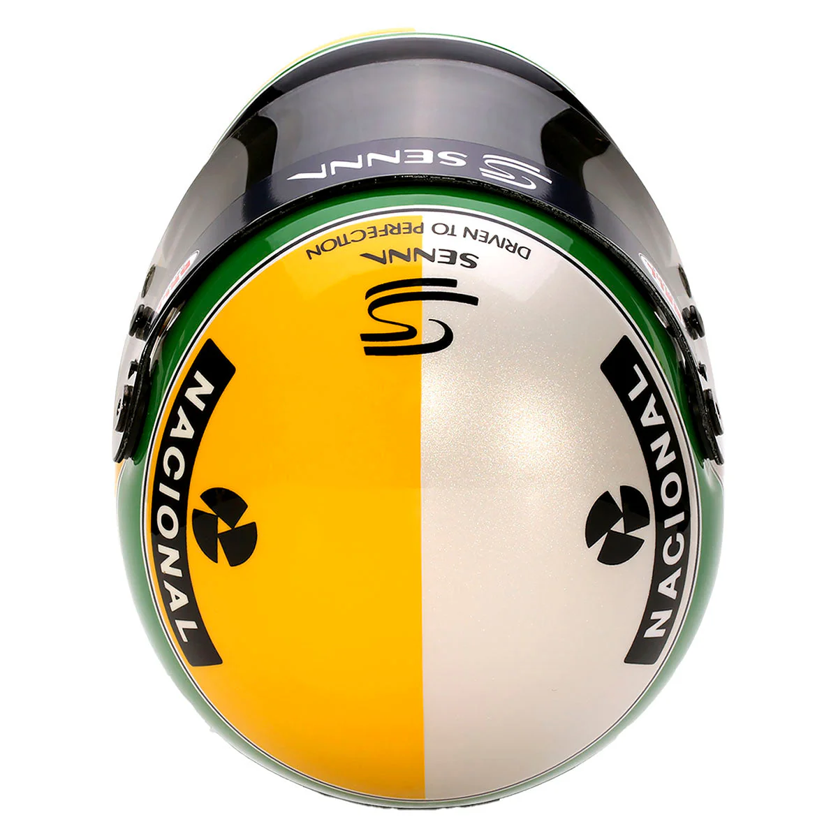Bell Ayrton Senna 30 Year Legacy 1:2 Scale F1 Mini Helmet | Yellow & Pearl Liveries - Image 6