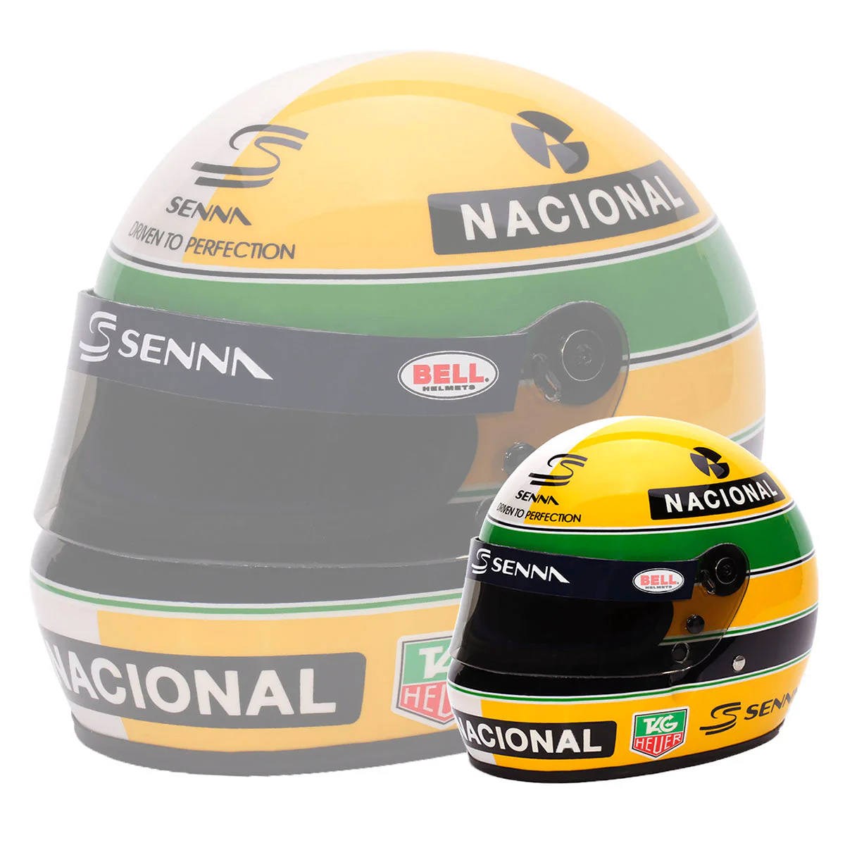 Bell Ayrton Senna 30 Year Legacy 1:2 Scale F1 Mini Helmet | Yellow & Pearl Liveries - Image 7