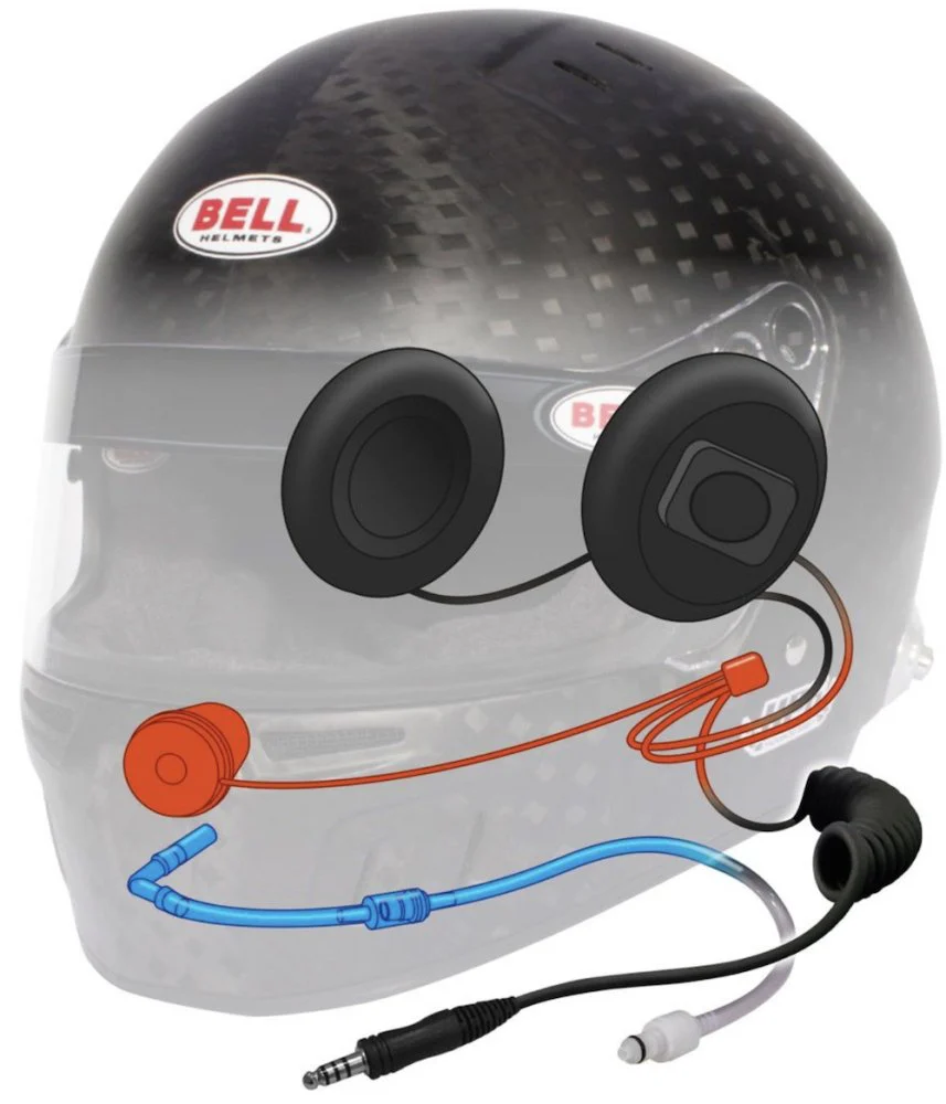 Bell HP6 8860-2018 RD-4C/EC Carbon Fiber Helmet with Built-in Earcup Speakers /Hydration - Image 4