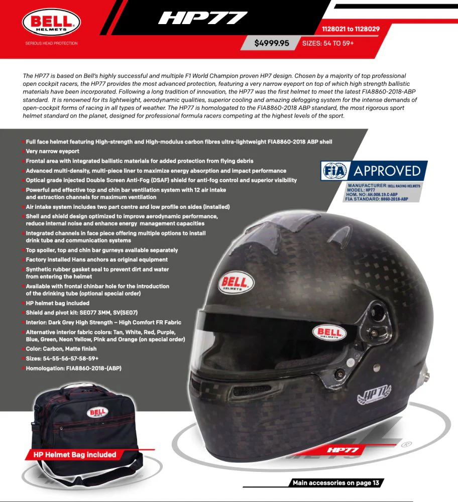 Bell HP77 8860-2018 Carbon Fiber Helmet - Image 8