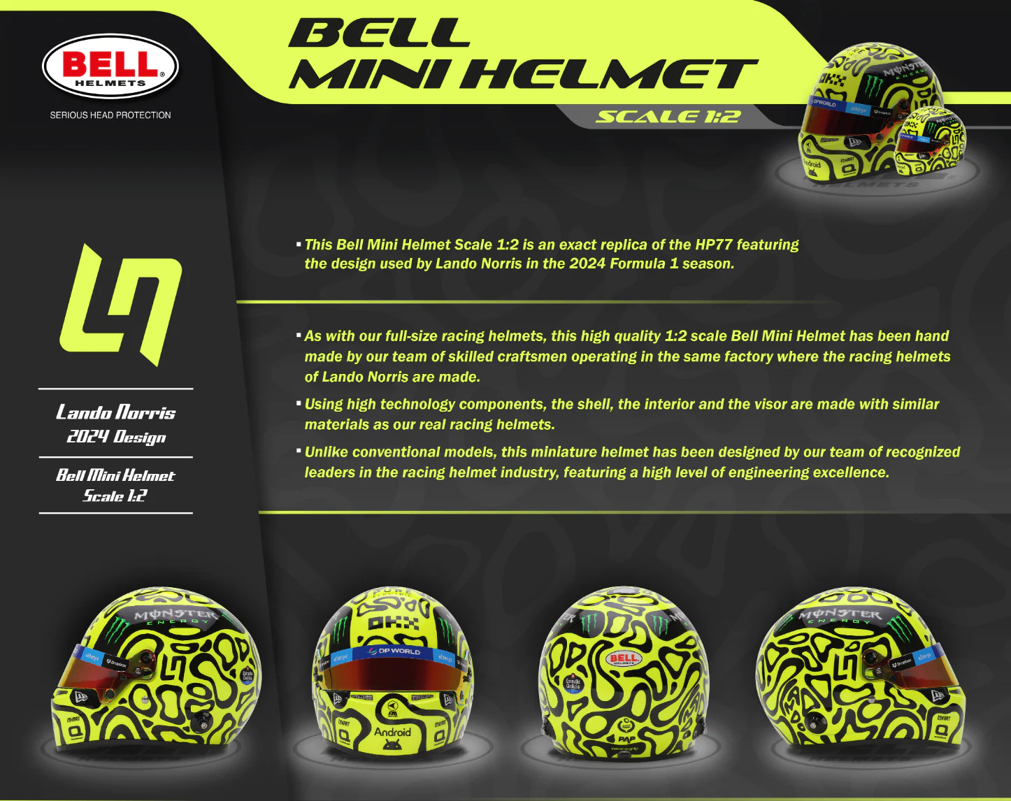 Bell HP77 Lando Norris 1:2 Scale F1 Mini Helmet | McLaren 2024 F1 Season - Image 8