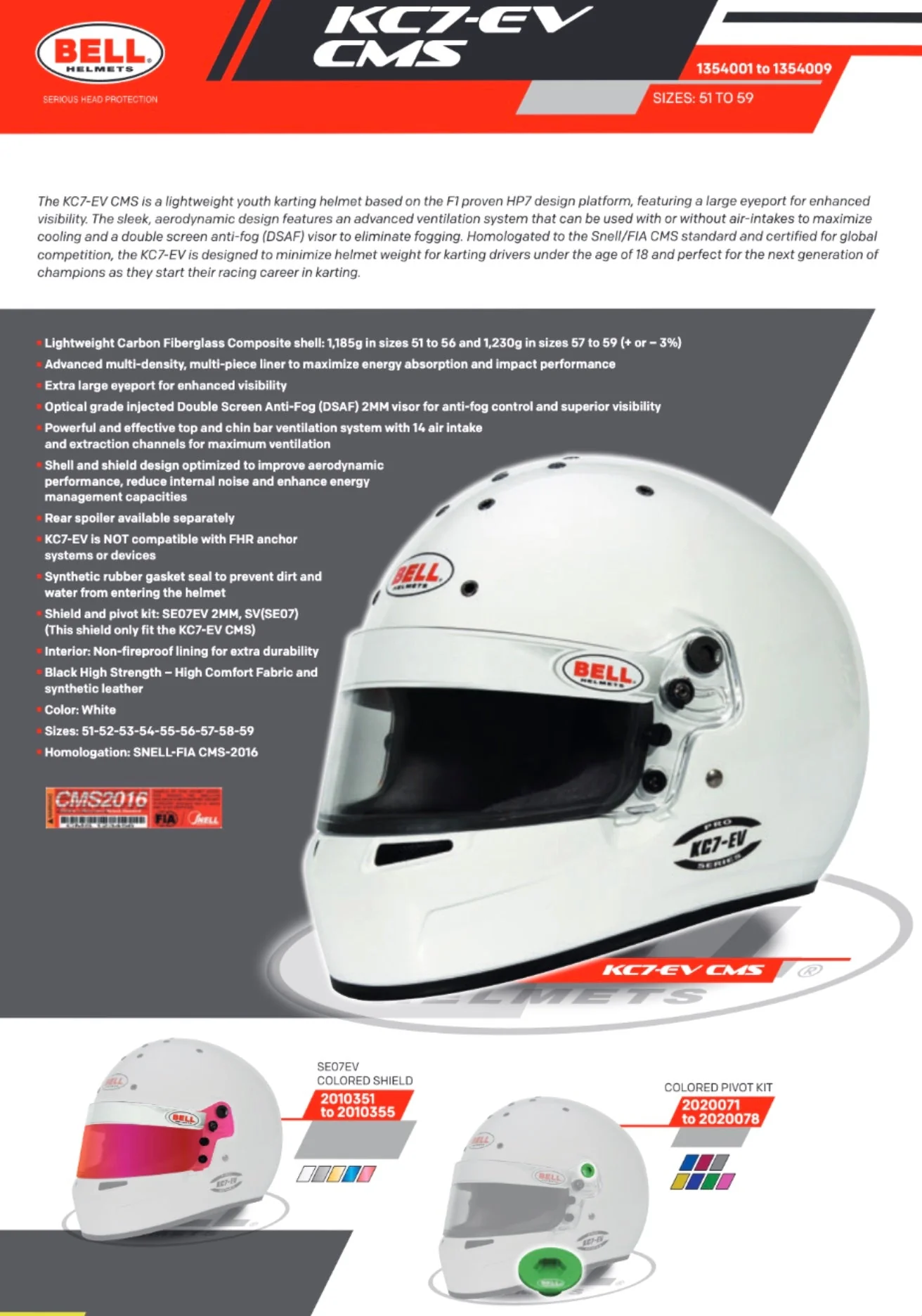 Bell KC7-EV CMS Karting Helmet | Snell-FIA CMR-2016 - Image 10