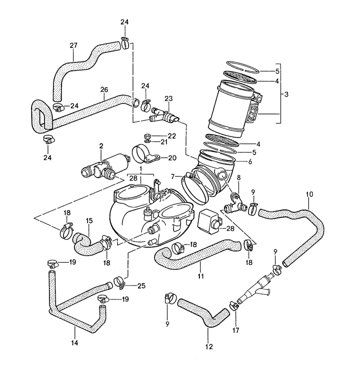 Breather Hose, Intake Plenum to MAF for Porsche 928 (1987-95) - Image 3