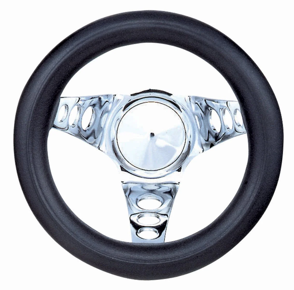 Classic Foam, Chrome, 3 spoke, 8 ½" dia., 4 ½" dish / 5 ¼"