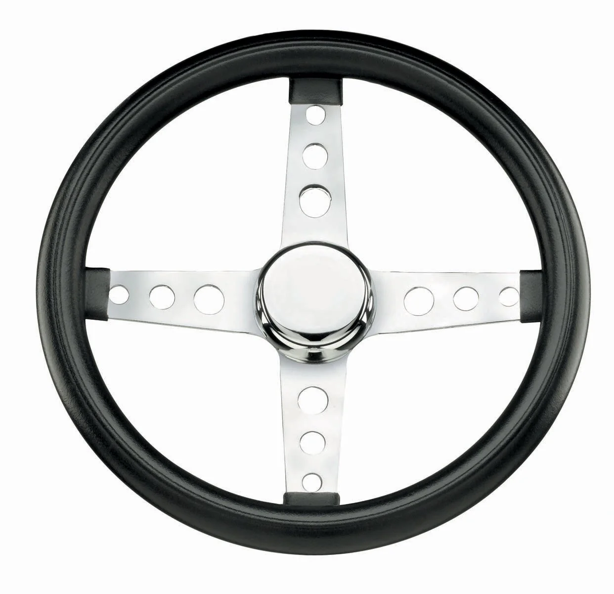 Classic Foam, Chrome, 4 spoke, 13" dia., 1 ¾" dish / 2"