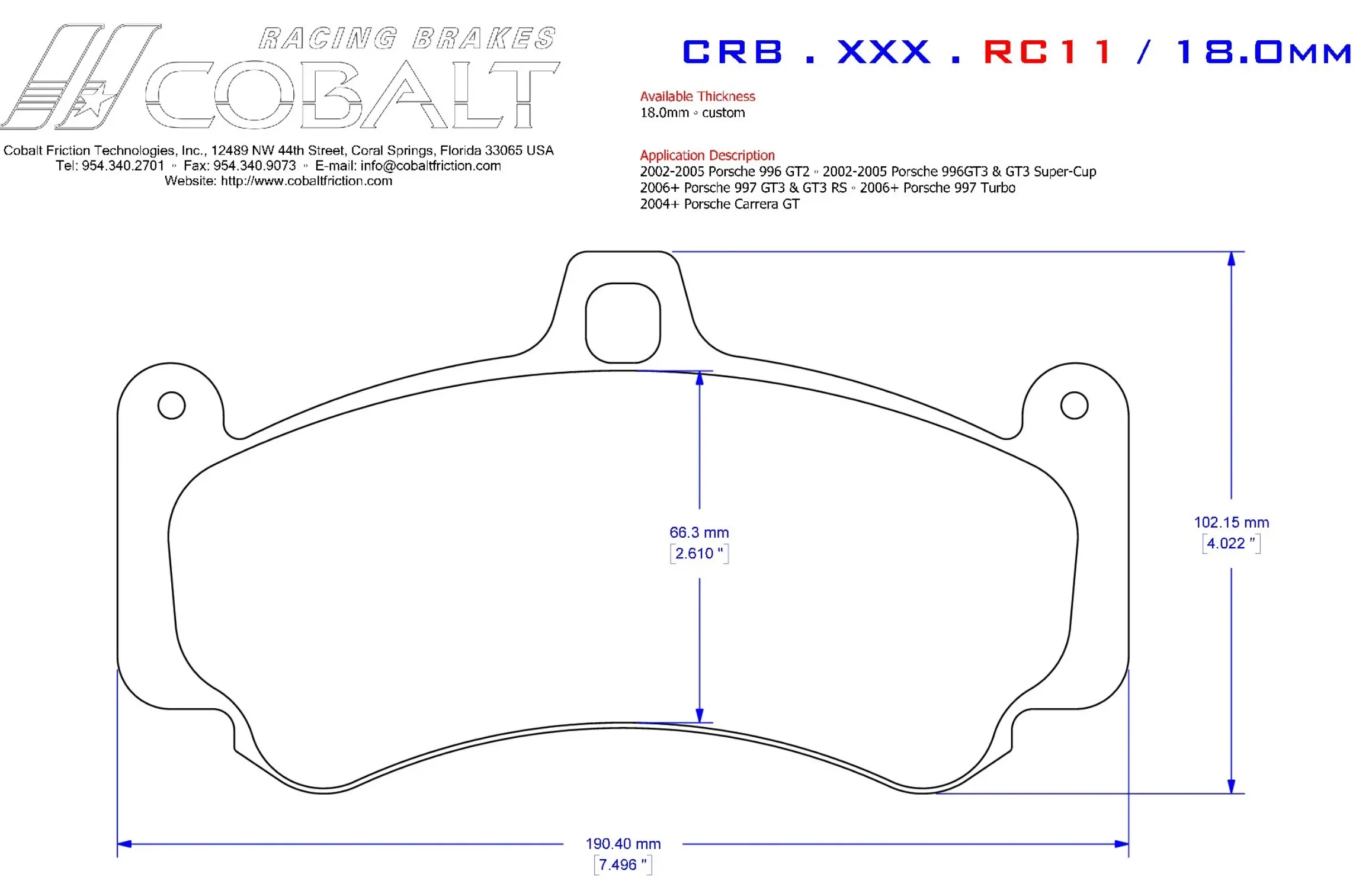 Cobalt Brake Pads RC11 Brake Pads (Front) - Image 2