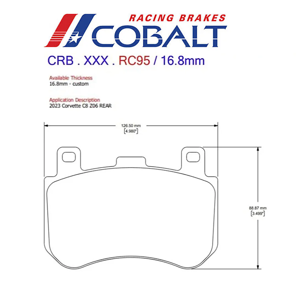 Cobalt Racing Brake Pads RC95 | C8 Z06 (Rear) - Image 2