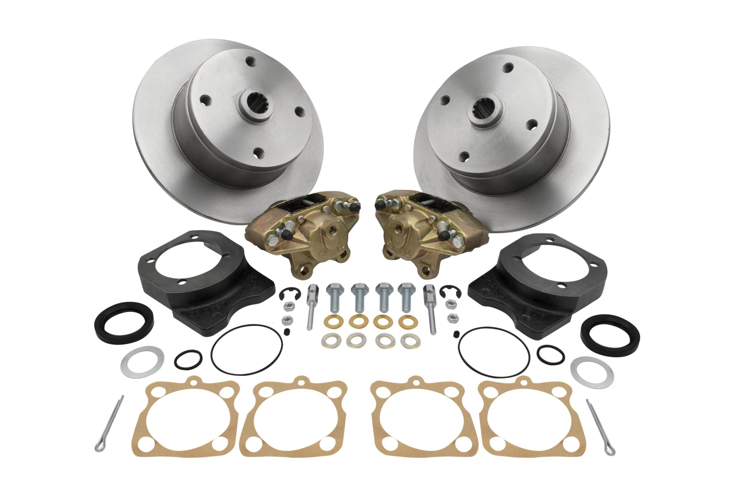 Deluxe Rear Disc Brake Kit, 4x130 with14x1.5mm threads Swing Axle, 58-67, Cast Brackets