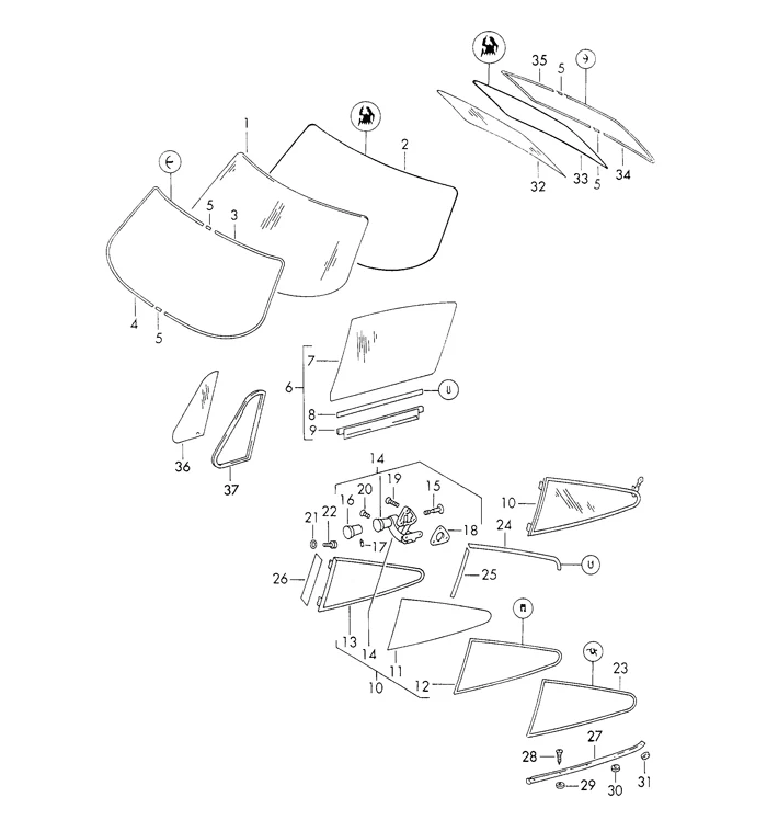 Left Fixed Vent Window Seal for Porsche 911 (1969-98) - Image 2