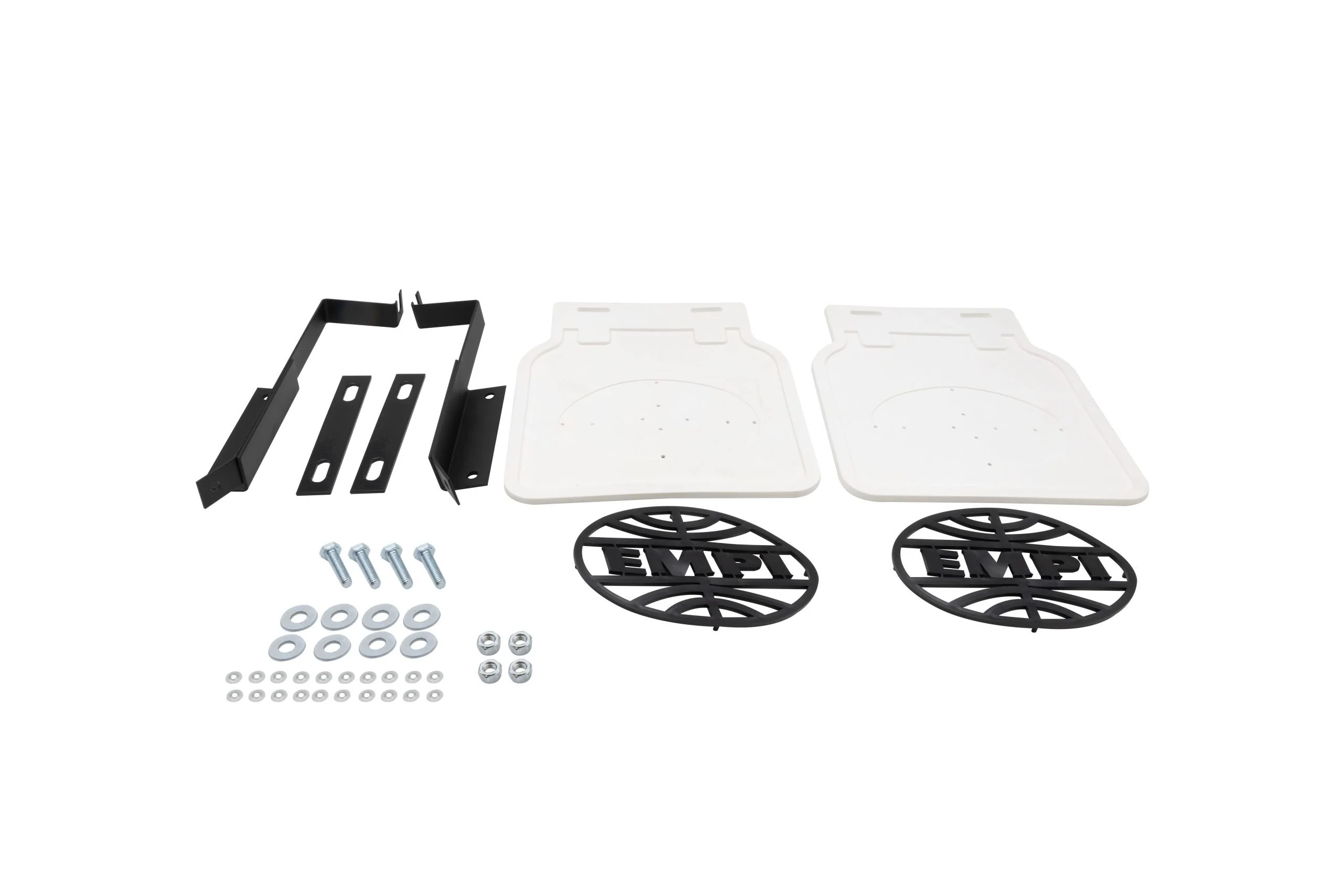 Mud Flaps, White with Black Logo, Type 2, thru 72, Pair
