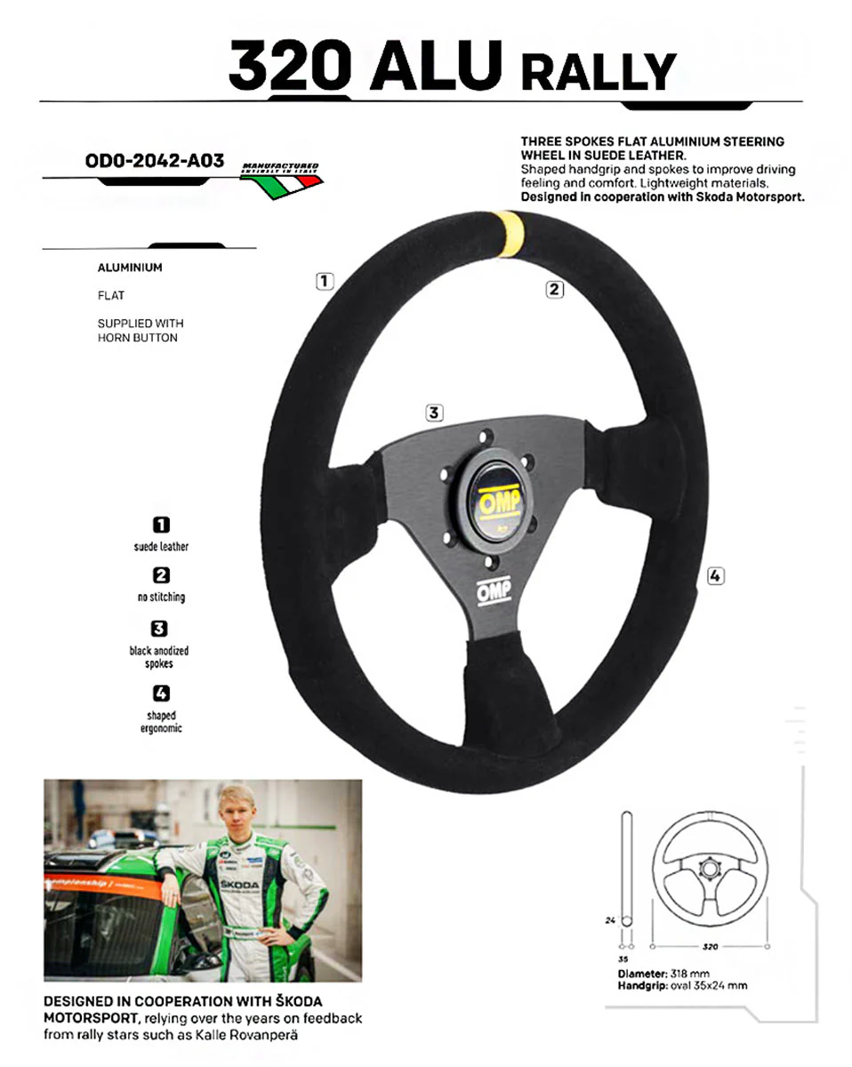 OMP 320 ALU Rally Steering Wheel | 320mm Suede Racing Wheel - Image 3