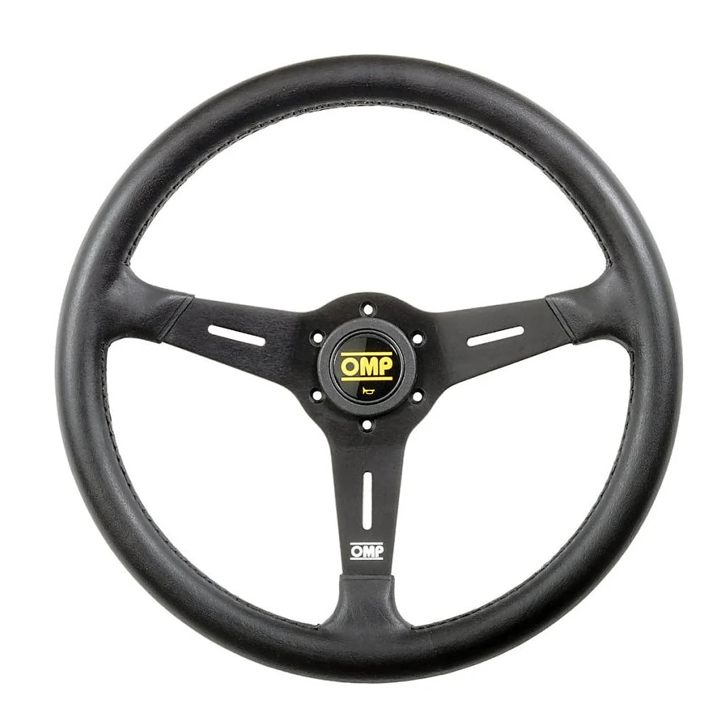 OMP Sand Steering Wheel – 380mm Flat Racing Wheel with Black Polyurethane Grip