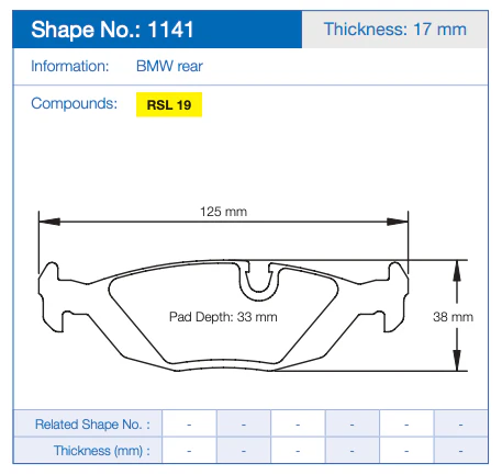 Pagid Racing Brake Pads No. 1141 (Rear) - Image 2