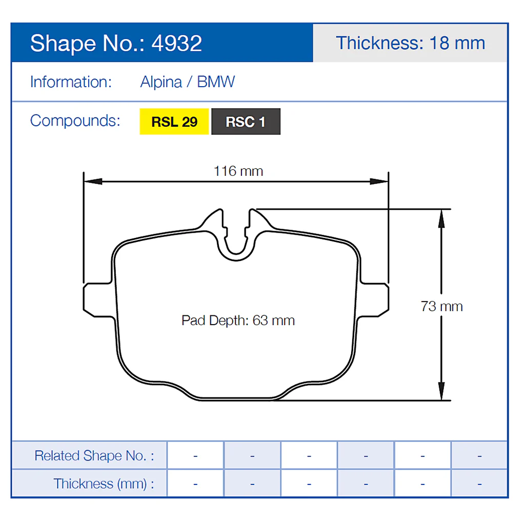 Pagid Racing Brake Pads No. 4932 (Rear) - Image 2