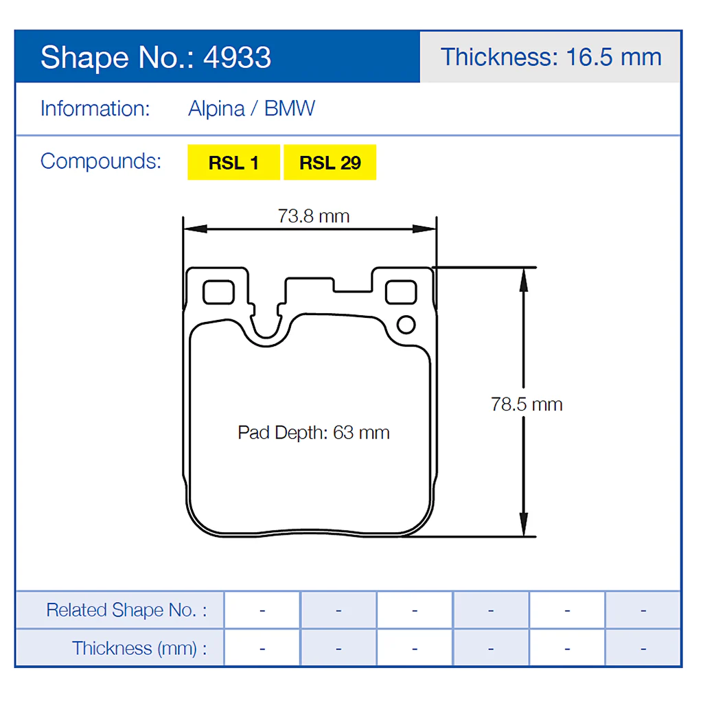 Pagid Racing Brake Pads No. 4933 (Rear) - Image 2