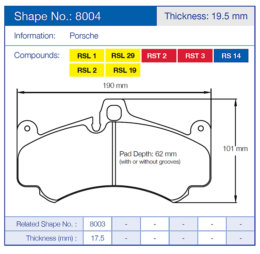 Pagid Racing Brake Pads No. 8004 (Front) - Image 2
