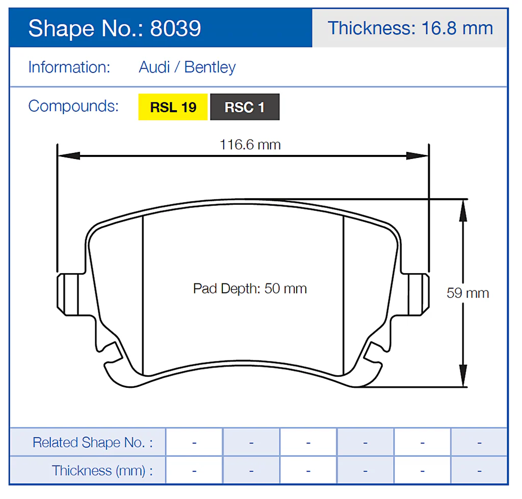 Pagid Racing Brake Pads No. 8039 (Rear) - Image 2