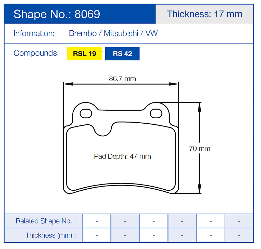 Pagid Racing Brake Pads No. 8069 (Rear) - Image 2