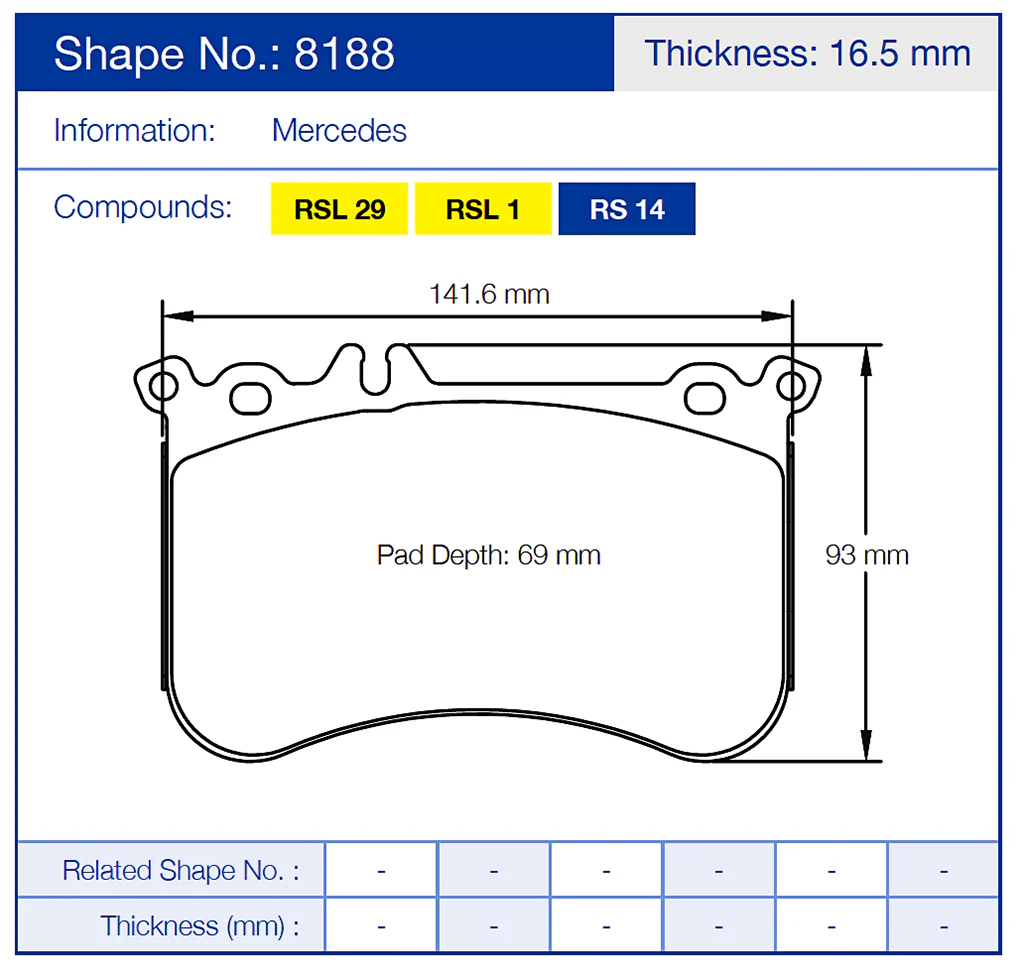 Pagid Racing Brake Pads No. 8188 (Front) - Image 2