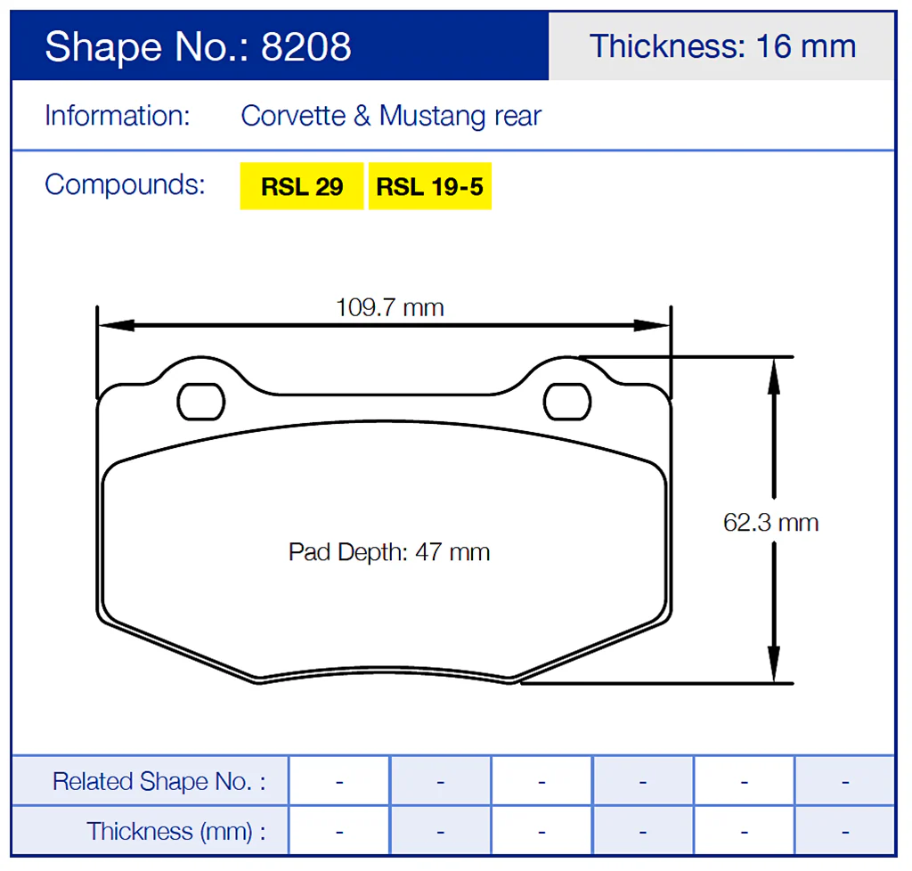 Pagid Racing Brake Pads No. 8208 (Rear) - Image 2
