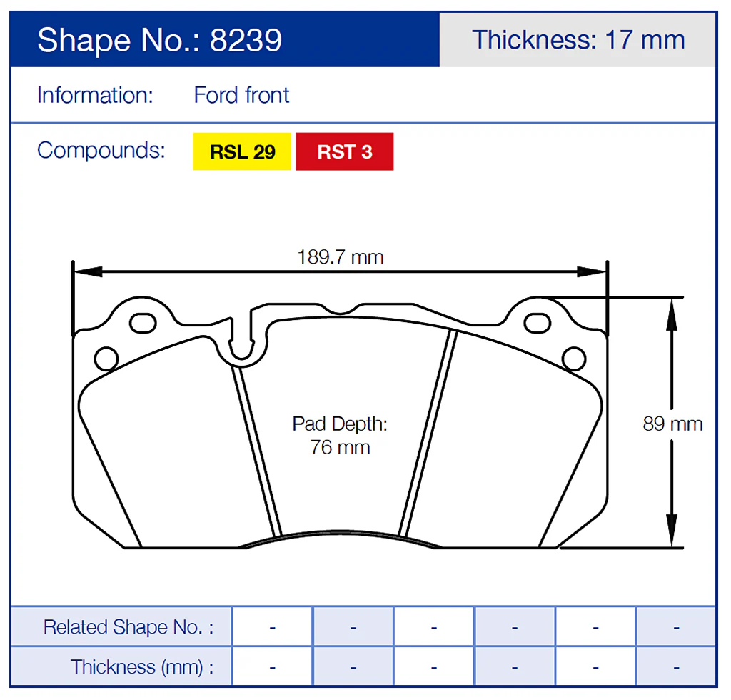 Pagid Racing Brake Pads No. 8239 (Front) - Image 2