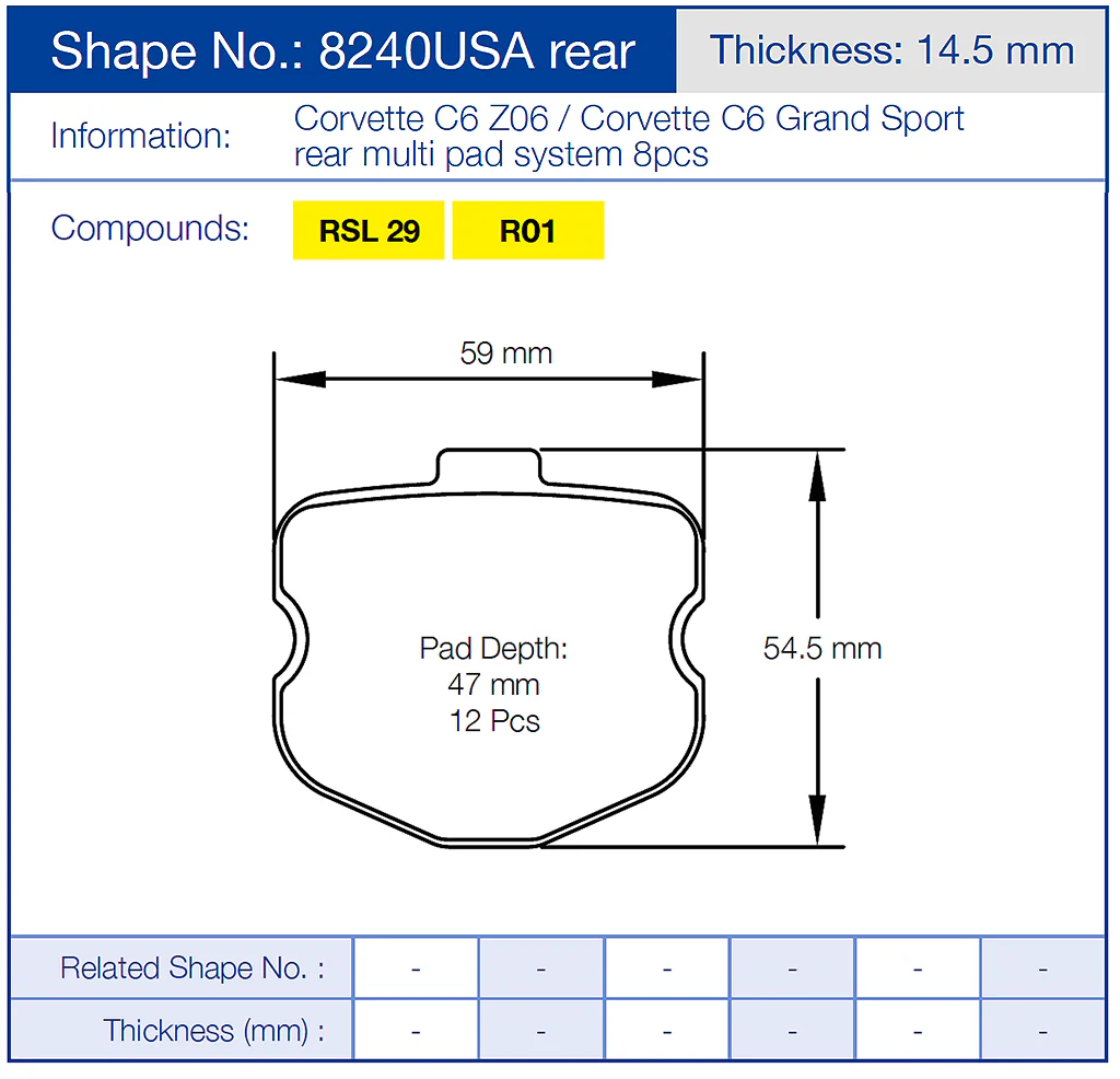 Pagid Racing Brake Pads No. 8240 USA (Rear) - Image 2