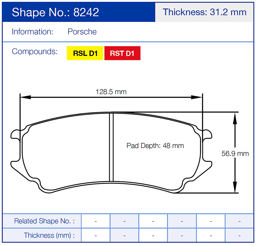 Pagid Racing Brake Pads No. 8242 (Rear) - Image 2