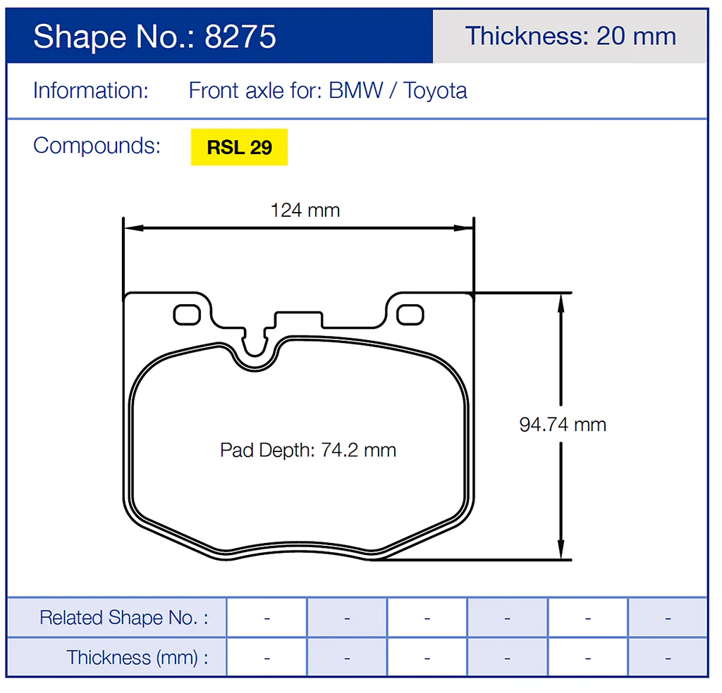 Pagid Racing Brake Pads No. 8275 (Front) - Image 3