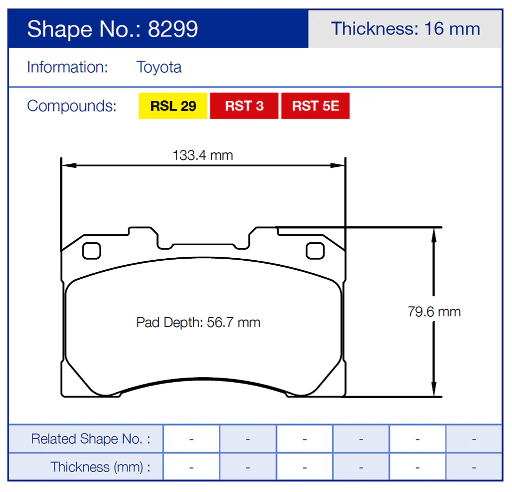 Pagid Racing Brake Pads No. 8299 (Front) - Image 2