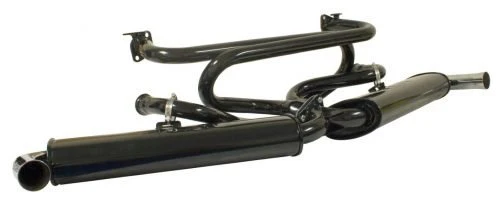 Premium Exhaust System : Dual Quiet Mufflers : Black with Chrome Tip