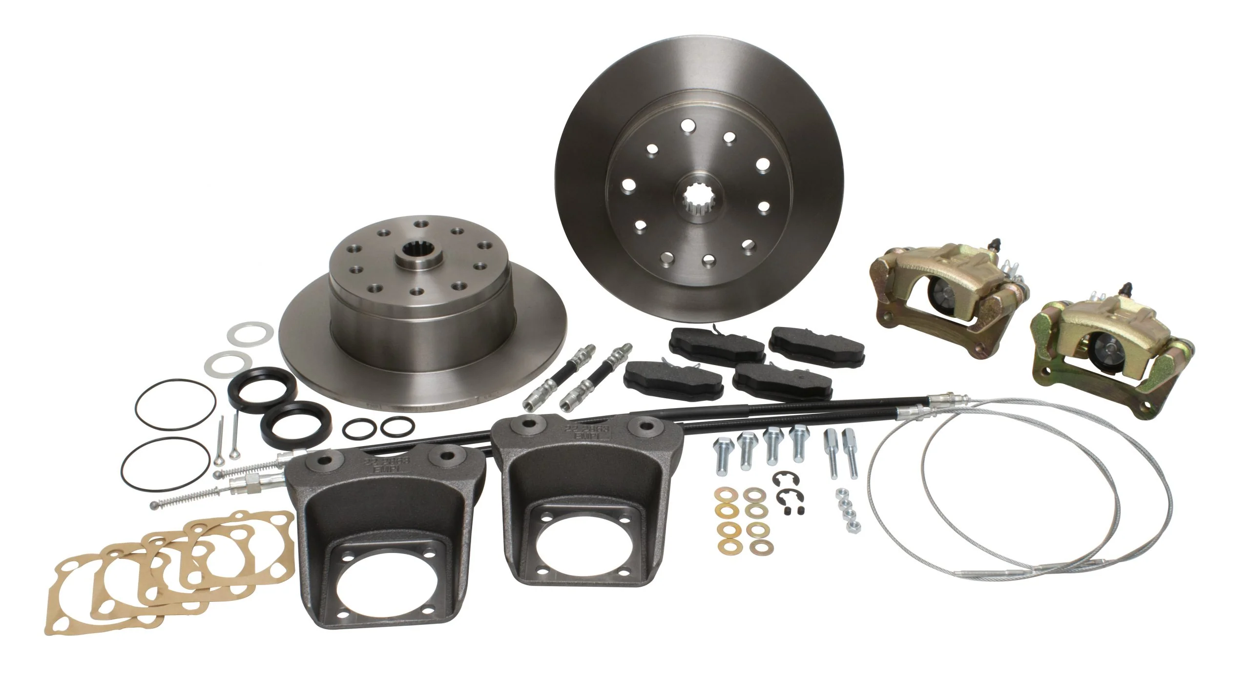 Rear Disc Brake Kit, Swing Axle, 58-67, Double-Drilled 5x130 with 14x1.5mm Threads 5x4.75" with 12mm Threads, Deluxe Kit