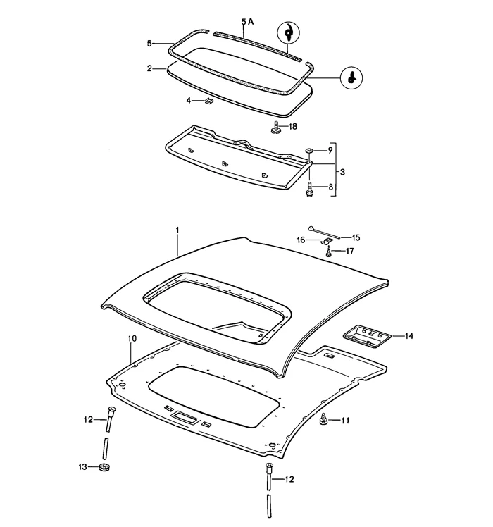 Rear Short Section of Sunroof Seal for Porsche 928 (1978-95) - Image 2