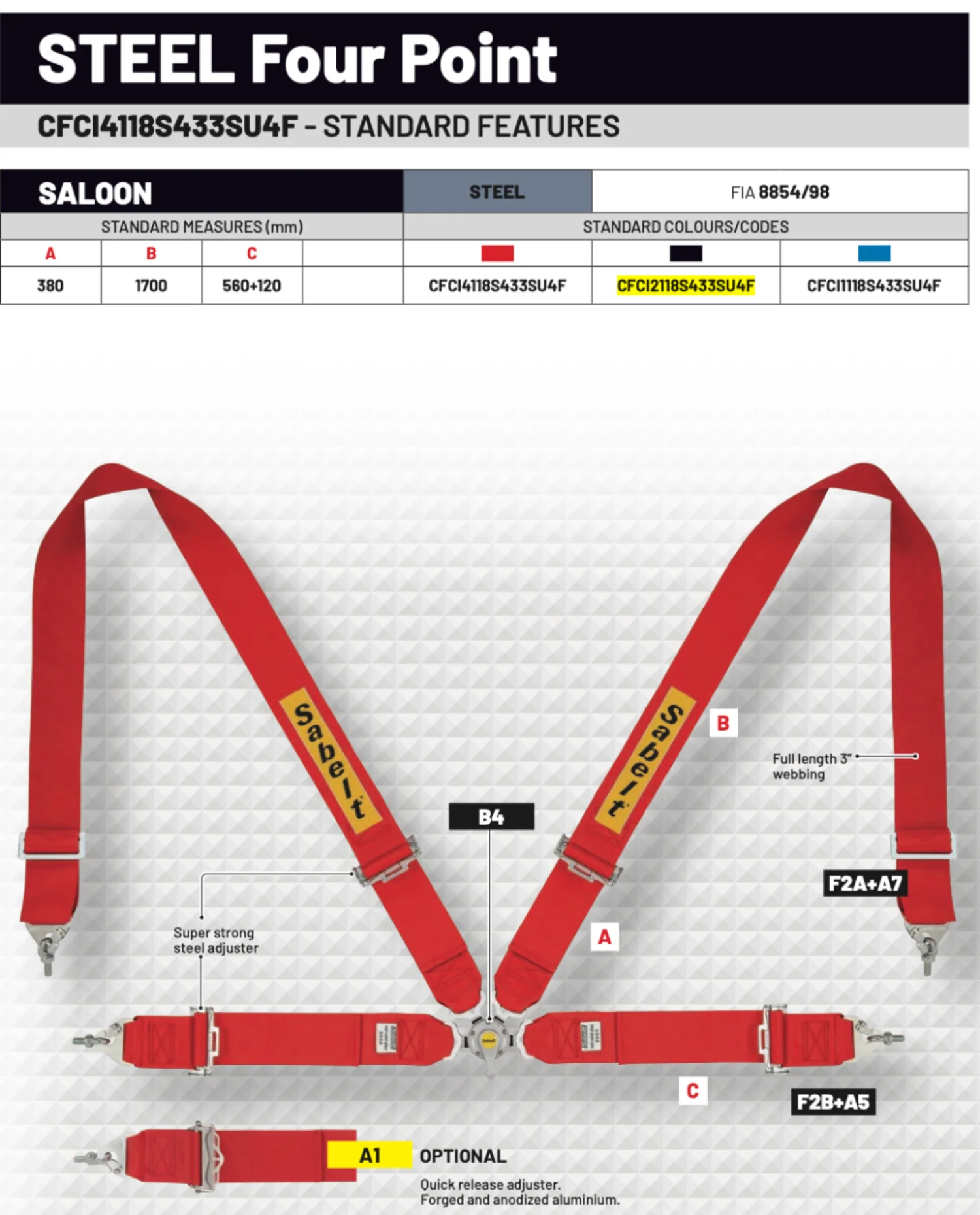 Sabelt Steel Saloon 4 Point Harness - Image 4