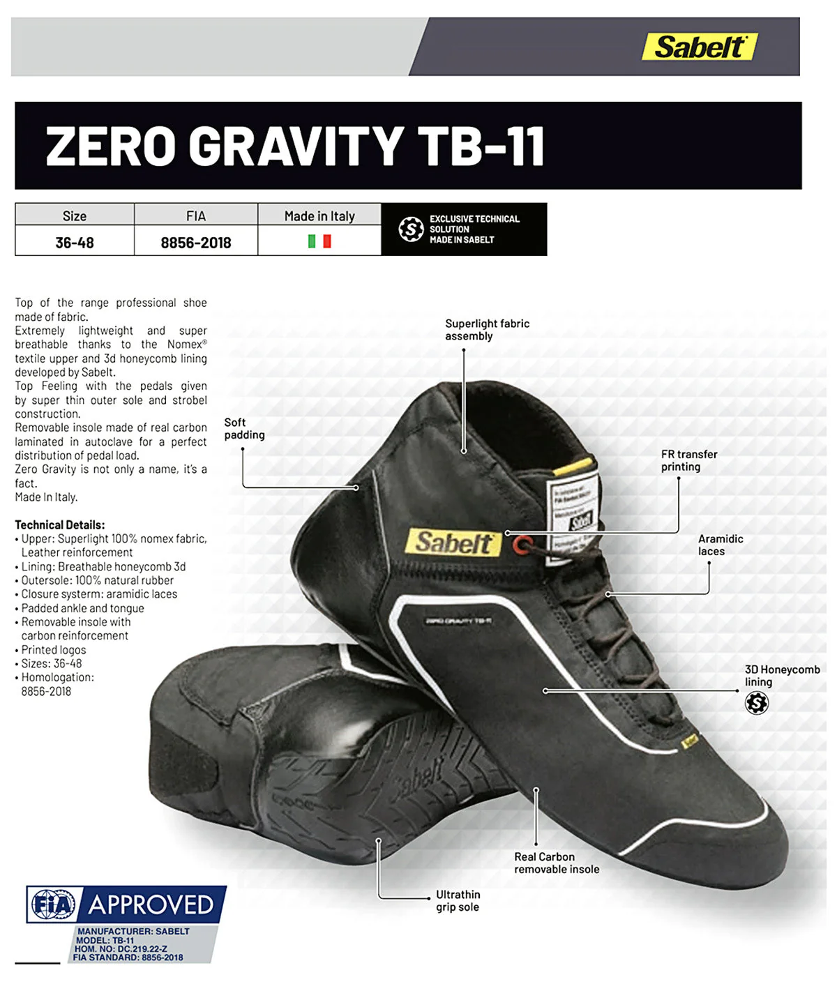 Sabelt TB-11 Zero Gravity Race Shoe - Image 2
