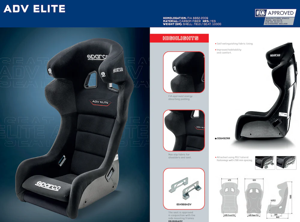 Sparco ADV Elite Carbon WRC Rally Racing Seat | FIA 8862-2009 - Image 2