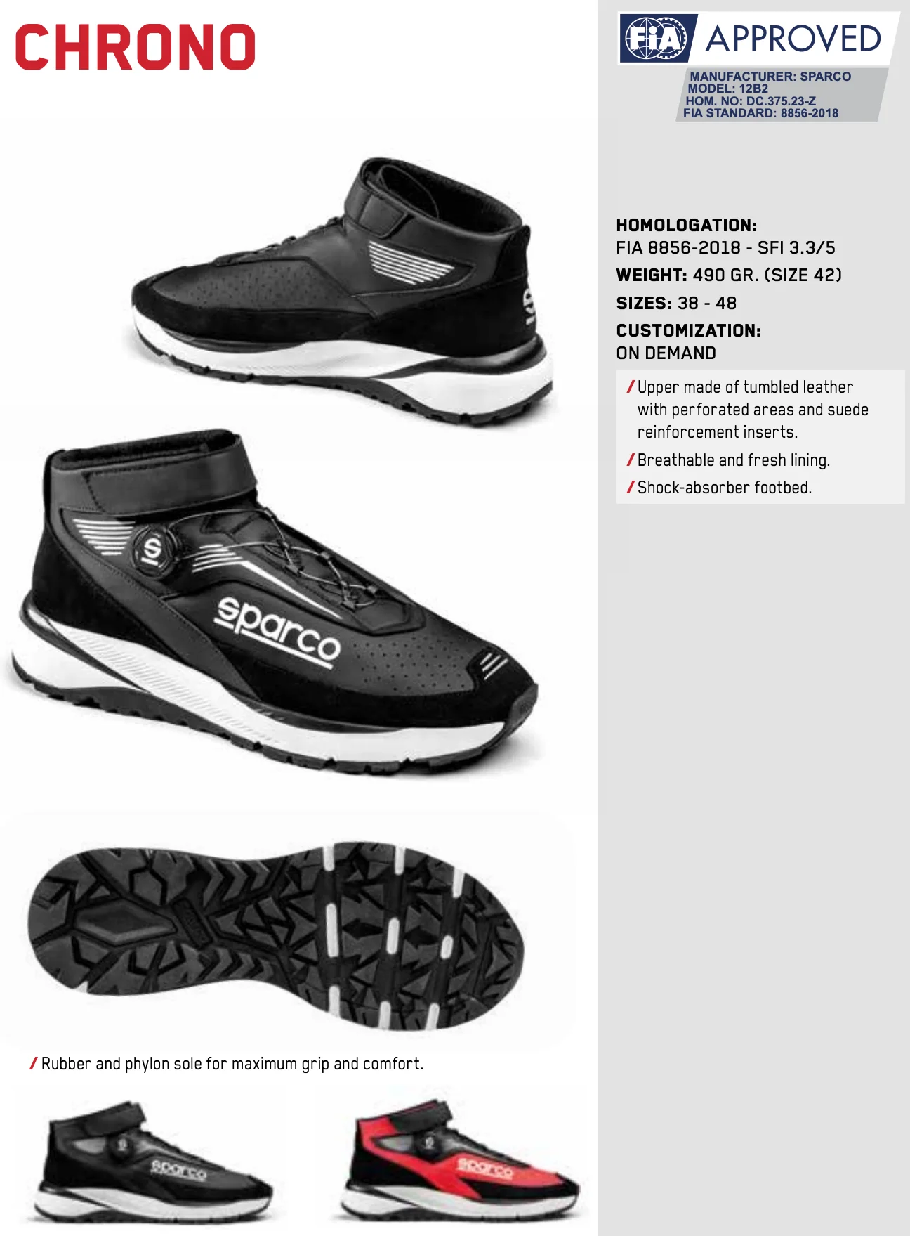 Sparco Chrono Crew Shoes | FIA & SFI Approved - Image 8