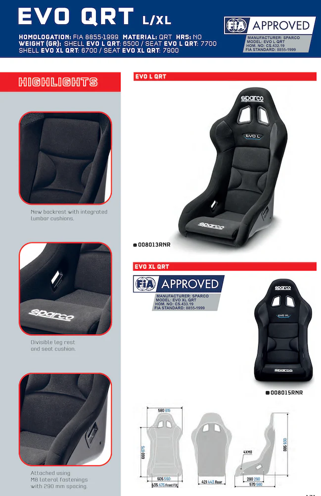 Sparco EVO QRT Performance Racing Seat | Small, Med, Large or XL - Image 6