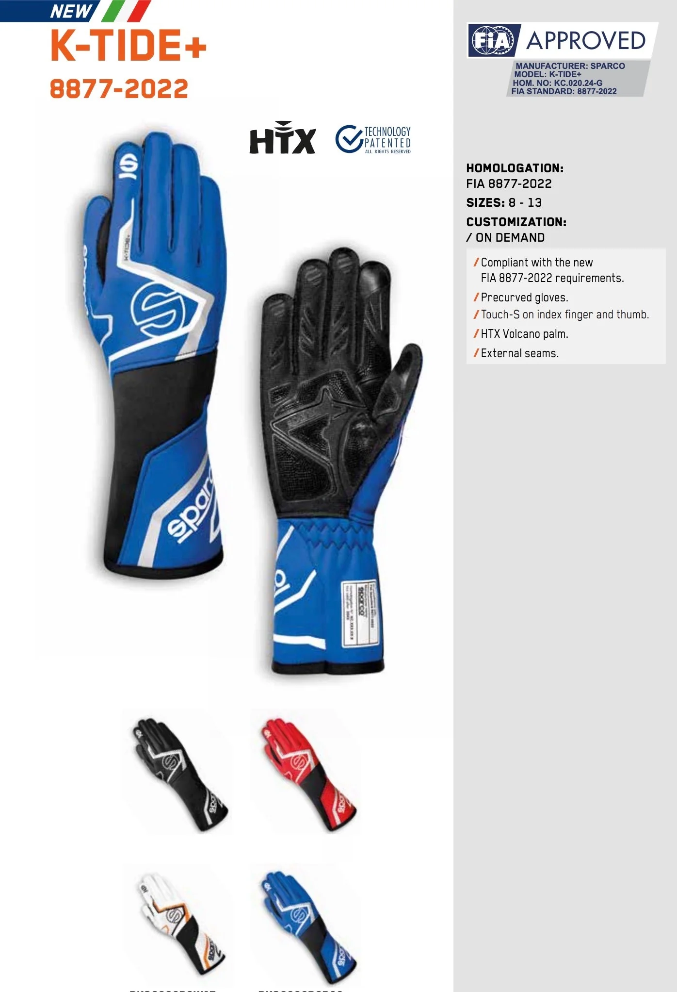 Sparco K-Tide+ Kart Racing Gloves | FIA 8877-2022 - Image 6