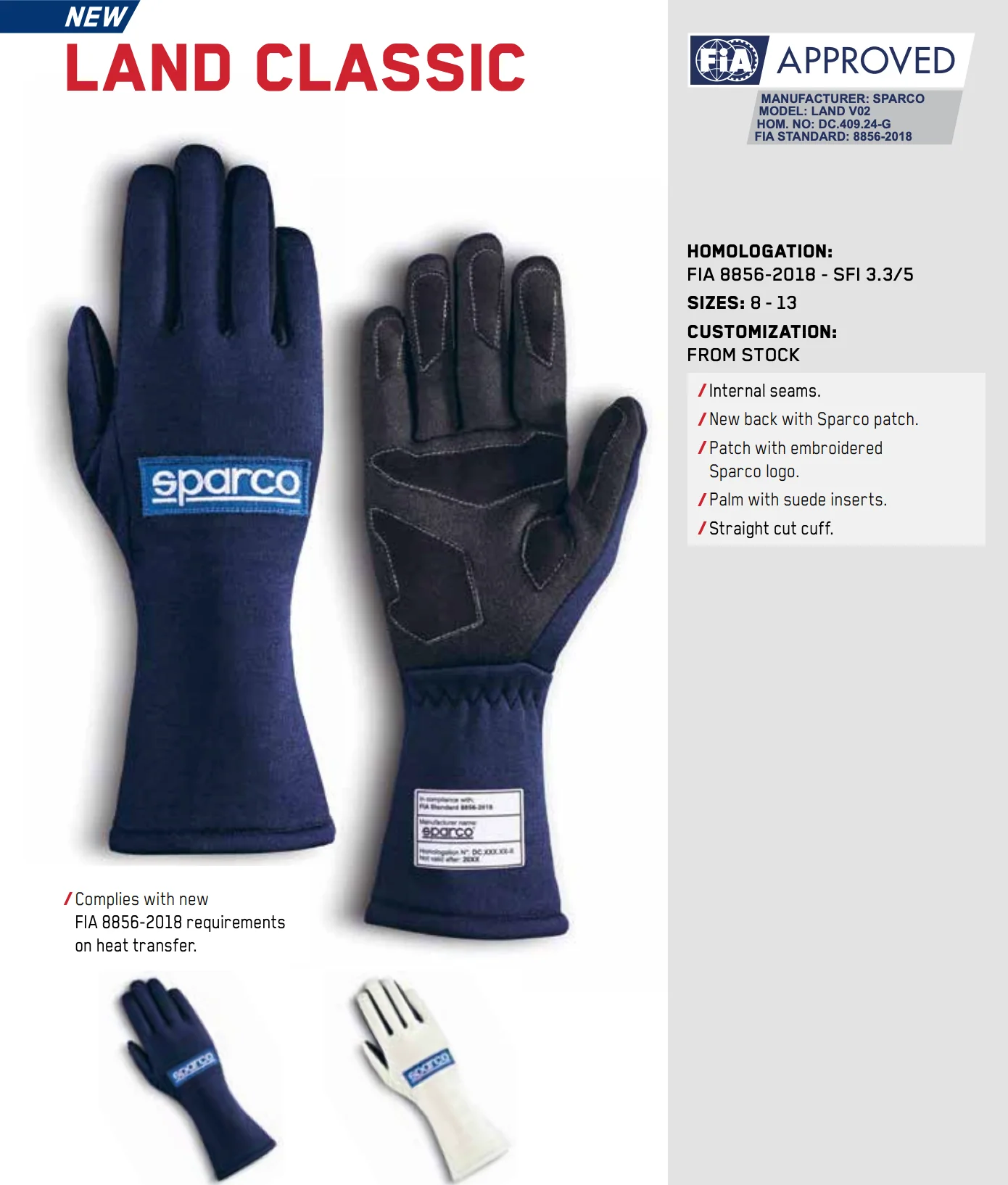 Sparco Land Classic Nomex Gloves (New!) - Image 5