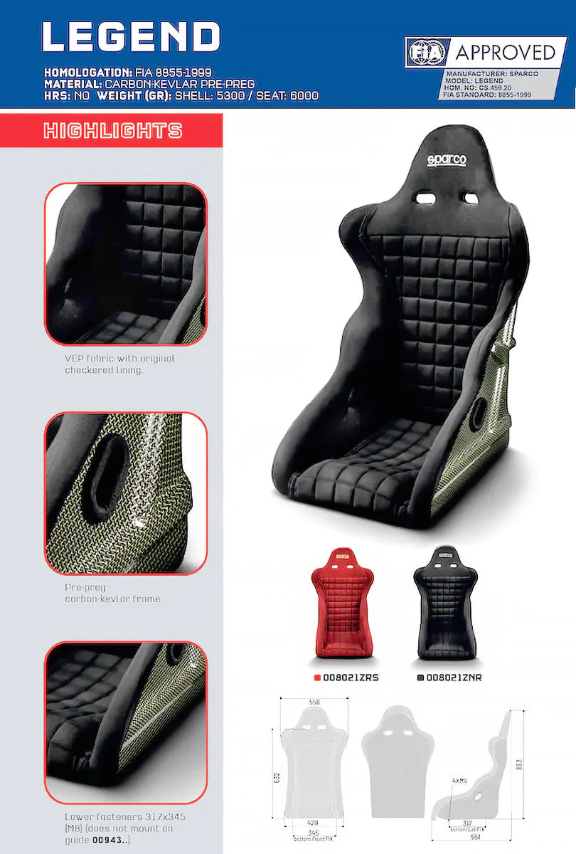 Sparco Legend Kevlar Racing Seat - Image 5