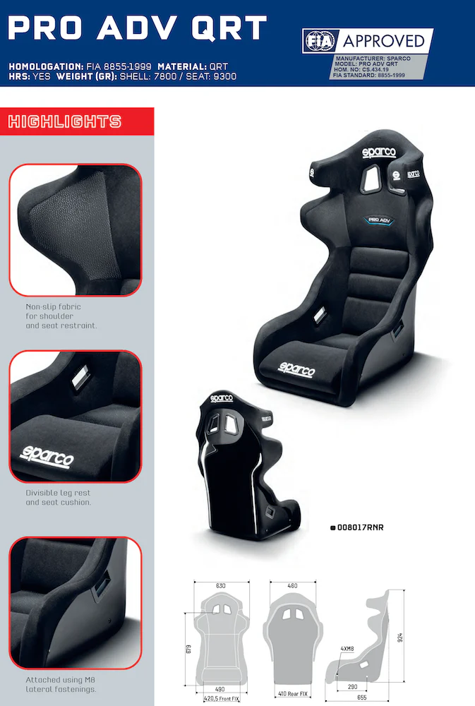 Sparco Pro ADV QRT Racing Seat - Image 2