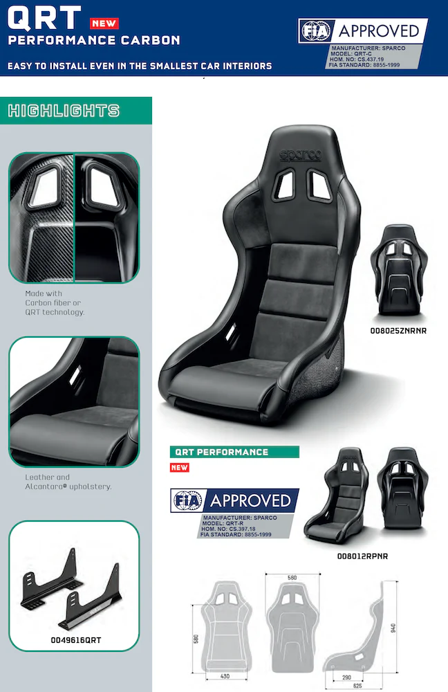 Sparco QRT-C Performance Carbon Fiber Racing Seat - Image 2