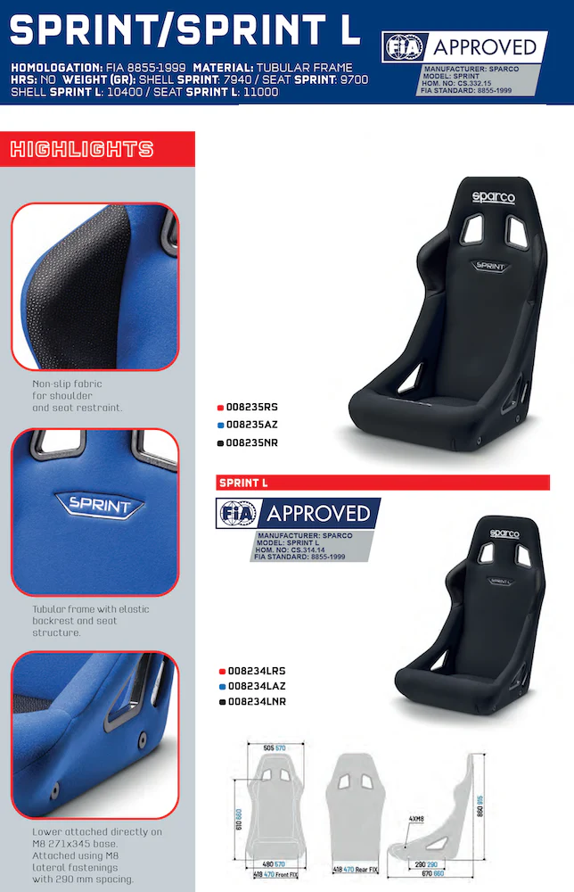 Sparco Sprint Racing Seat - Image 3