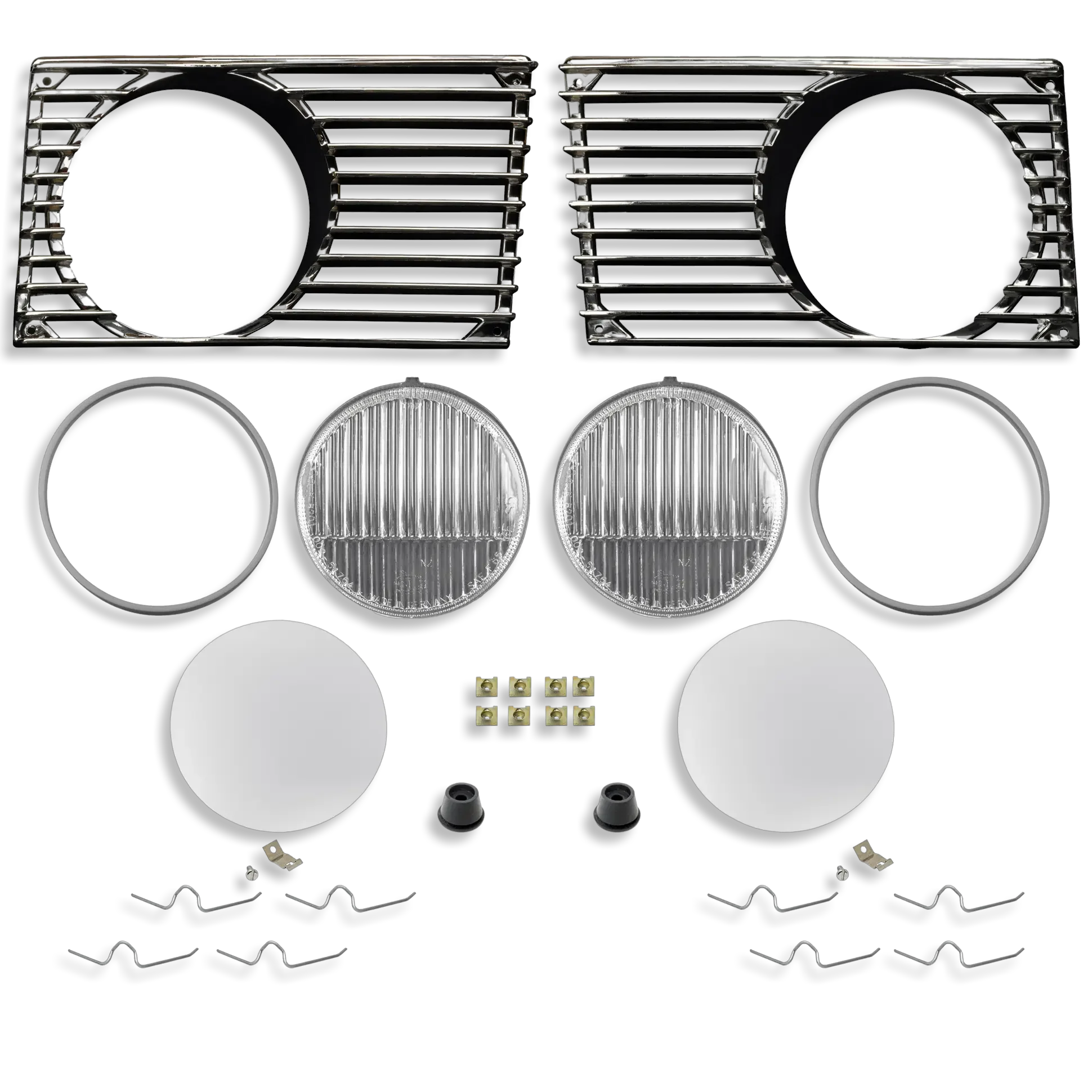 914Rubber TN1-2 Fog Light Refresh Kit with Chrome Grilles for Porsche 914