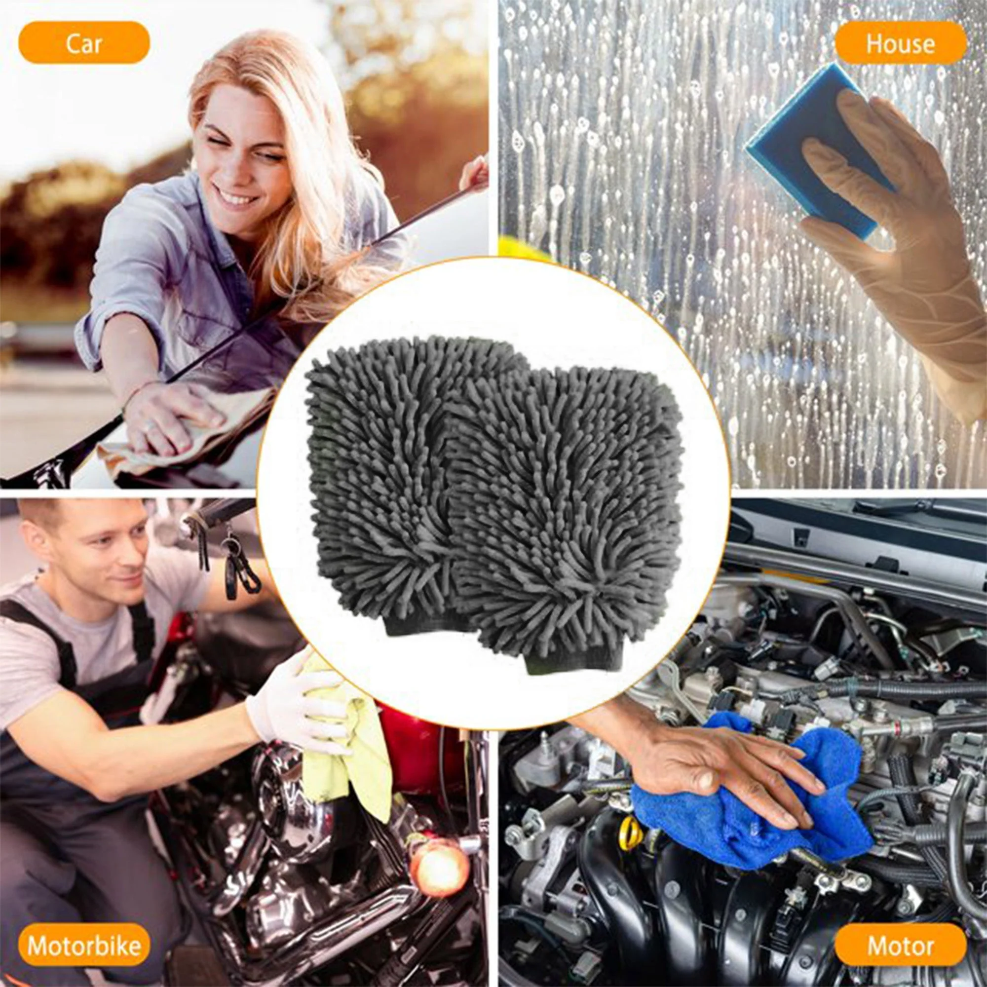 WASH&WHIPS Microfiber Chenille Car Cleaning Mitt - 2pk - Image 3