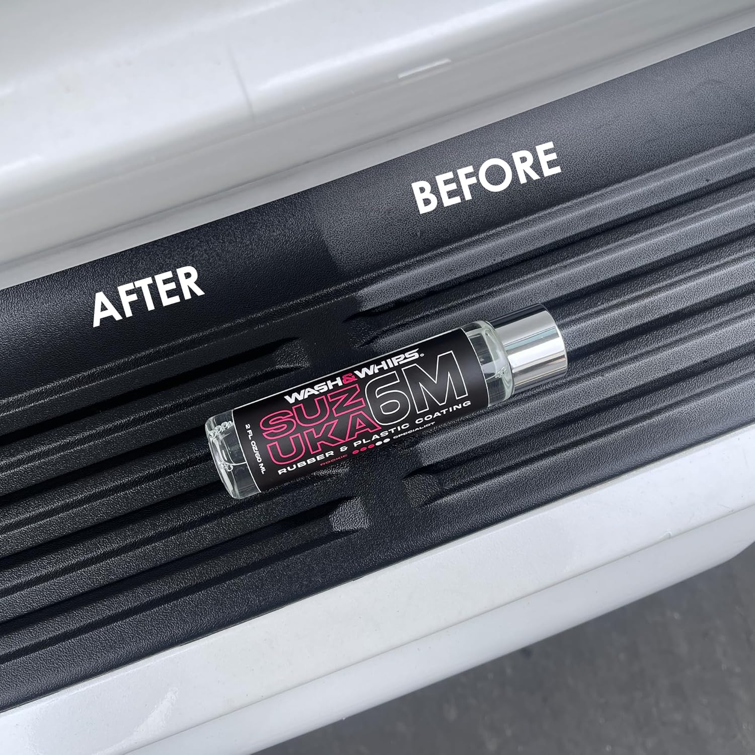 WASH&WHIPS Suzuka 6M Rubber & Plastic Coating for Cars, Restores and Brings Back Black - Concentrated Formula Non-Greasy, 60ml - Image 5