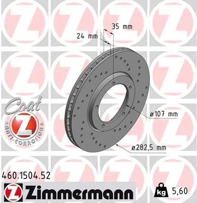 Zimmermann 24mm Front "Sport" Drilled Rotor for Porsche 911 Carrera (1984-89) - Image 2